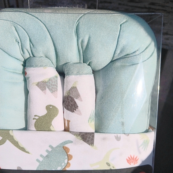 Infant Car Seat Accessory Set Seafoam Green With Dinosaur Print Monbebe NEW - Picture 2 of 8
